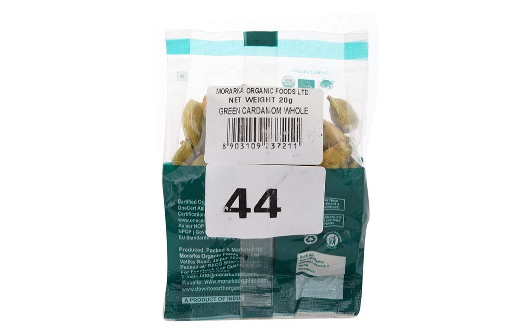 Down To Earth Green Cardamom Whole    Pack  20 grams